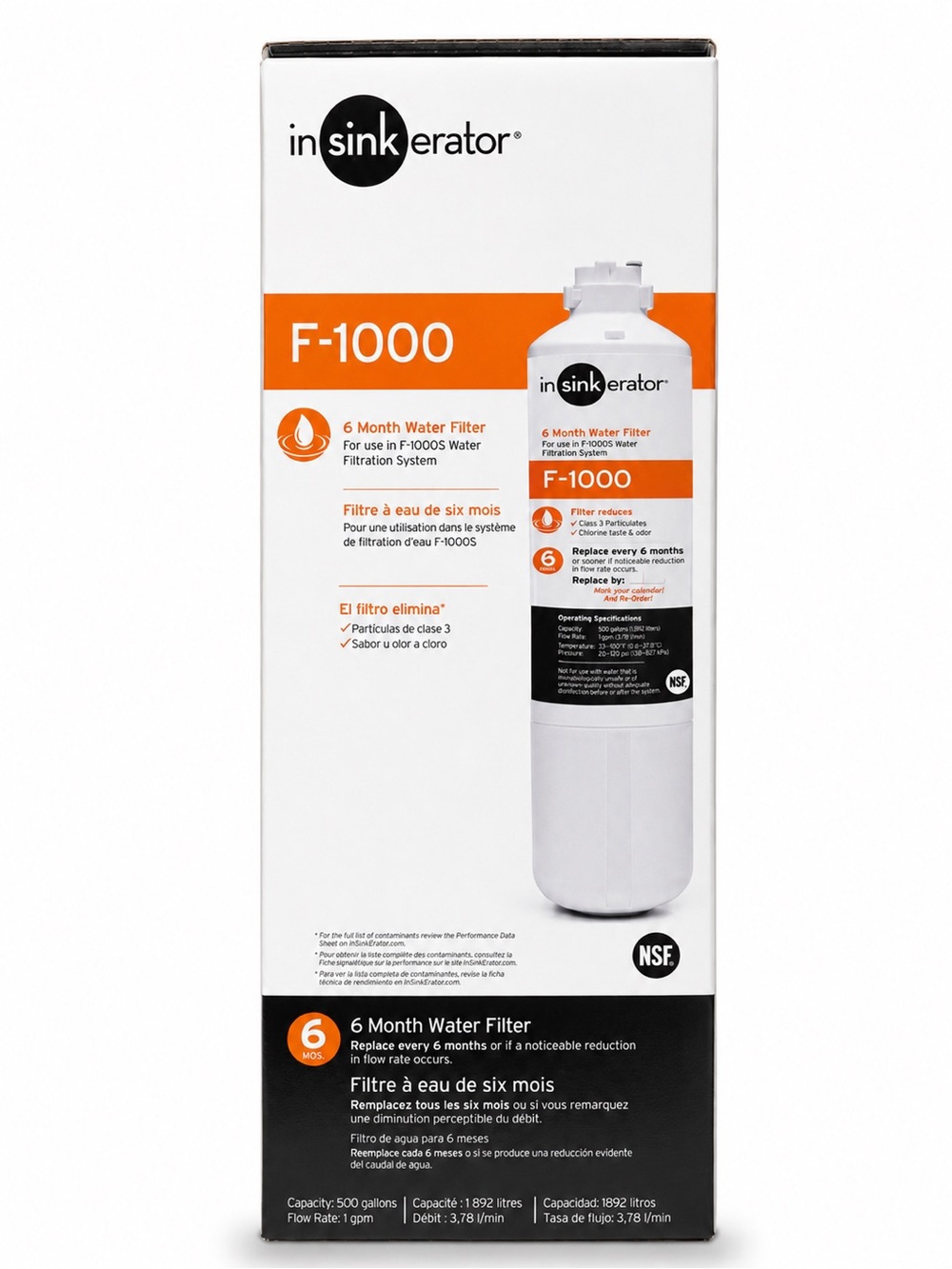 InSinkErator F-1000 6-Month Replacement Water Filter – 500 Gallon Capacity